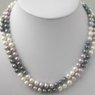 Beautiful 2 Strands 7-8mm Multicolored FW Pearl Necklace