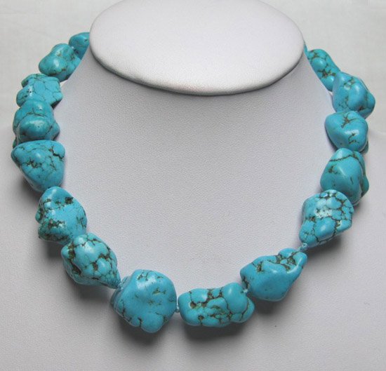 Big Baroque Turquoise Necklace Moonlight Clasp