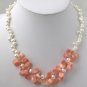 Fashionable White FW Pearl & Pink Coral Necklace