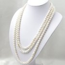 Super Long 80'' 8mm White Freshwater Pearl Necklace