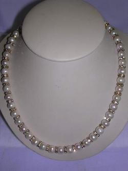 SUPER CZ FRESH WATER PEARLS NECKLACE