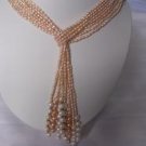 beautiful 8-strand pink pearl necklace & golden ball