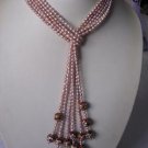 super 4-strand Cloisonne enamel pink pearl necklace