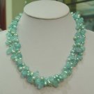 18'' 2 rows light green pearl necklace