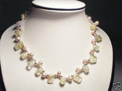 Beautiful Real Pink Pearls&Crystal Necklace