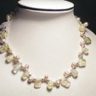 Beautiful Real Pink Pearls&Crystal Necklace