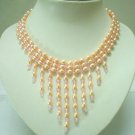 Grade AAA Genuine Choker pink freshwater pearl Necklace