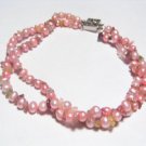 Lovely 2-Srd Pink FW Pearls&Crystal Bracelet