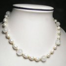 Lovely White FW Pearls&Crystal Necklace