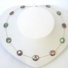 14mm round black coin cultured pearls necklace 14k gold