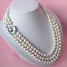 18'' 10mm round white freshwater cultured pearls necklace