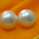 Authentic southsea 14mm round white pearls earrings 14k