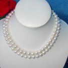 CLASSIC double 10mm white round cultured pearl necklace