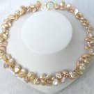 CLASSIC double 13mm pink ROUND coin pearls Necklace