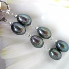classic 12mm black cultured pearls drip dangle earrings