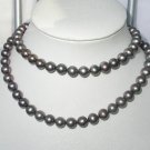 classic 32'' 10mm black round cultured pearls necklace
