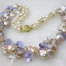 double pink coin cultured pearls Necklace 9k gold
