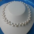 flower 10mm round white pearls Necklace 9k gold luster