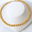 great yellow golden cultured real pearl necklace