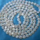 stunning 50'' 13mm round white coin pearls necklace