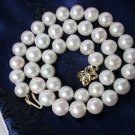 stunning big 10mm white round cultured pearls necklace