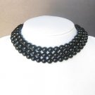 Necklace Choker Black Onyx 3 Strands Bead