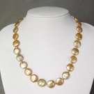 Necklace FW Biwa Coin Pearls Large 14mm Gold