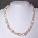Necklace FW White Pearls with Pink Quartz Nugget