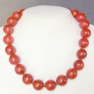 Necklace Golden Red Sponge 17mm round Coral Bead