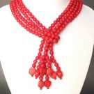 Necklace Red Coral 45'' 2 Strand Beads