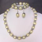 Necklace Set S Sea L Green Shell Pearls Bali Silver Cap
