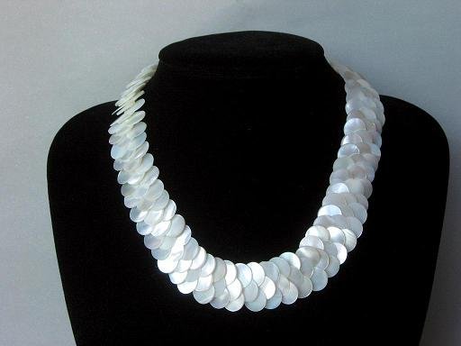 Necklace White abalone Shell Thin Slice Knit