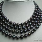64"" long lustrous peacock 8-9mm FW pearl necklace