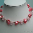 Fancy 17'' pink pearl and crystal necklace