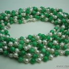 wholesale 10 pcs white pearl green jade necklace