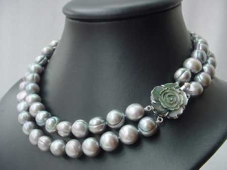 16-17.5'' 11-12MM SILVER FW PEARL NECKLACE SHELL CLASP