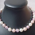 17'' 12MM Multi color seashell pearl Necklace