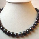 17.5'' 11-12MM BLACK FRESHWATER PEARL NECKLACE S925