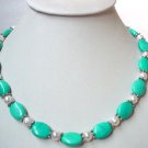 19'' white fw pearl and turquoise necklace
