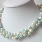 19.5'' 3-STR WHITE & BLUE FW PEARL NECKLACE