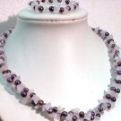 40"" Unique FW pearl & pink stone chips necklace bracelet