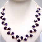 Elegant White Round FW Pearl with Amethyst Necklace