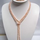 47"" natural FW pearl Necklace & bracelet