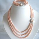 18"" triple strand FW pearl Necklace & bracelet