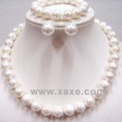 12mm white seashell pearl Necklace Bracelet Earring set