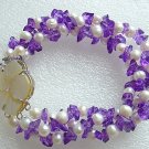 White FW pearl & Amethyst bracelet