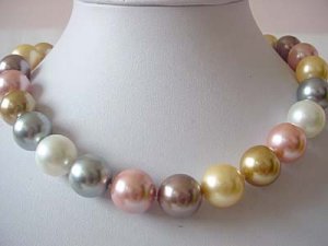 BIG! 16mm multicolor seashell pearl necklace