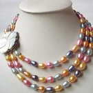 COLORFUL FW PEARL NECKLACE WITH 2-PAIR EARRING