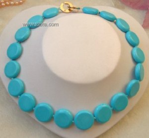 17'' 22mm sky-blue natural turquoise beads necklace