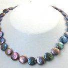 17'' coin shape black freshwater pearl necklace